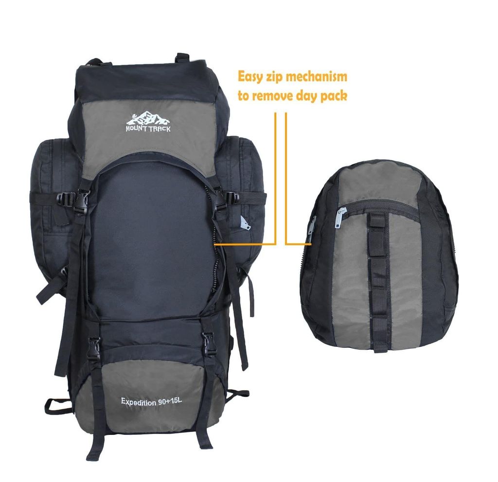 MOUNT TRACK expedition 105 liter rucksack with detachable Daypack / Camping Hiking, Trekking Bag Rucksack Navy Blue