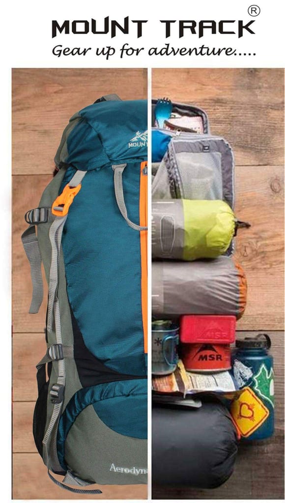 Mount Track Discover Internal Frame Camping Backpack Trekking Hiking Rucksack Travel Bag/Water Proof rain Cover/Shoe Compartment Green