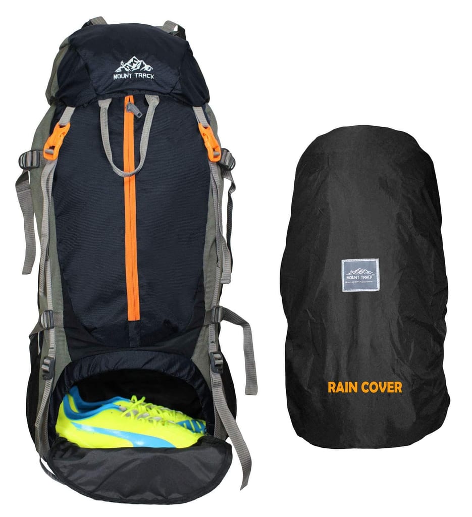 Mount Track Discover Internal Frame Camping Backpack Trekking Hiking Rucksack Travel Bag/Water Proof rain Cover/Shoe Compartment Black