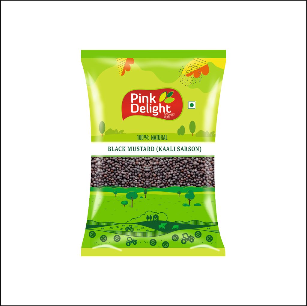 Pink Delight Spices | Sarso Kali (Black Mustard Seed) | Natural & Organic Whole Spices | 500 Gm Pack