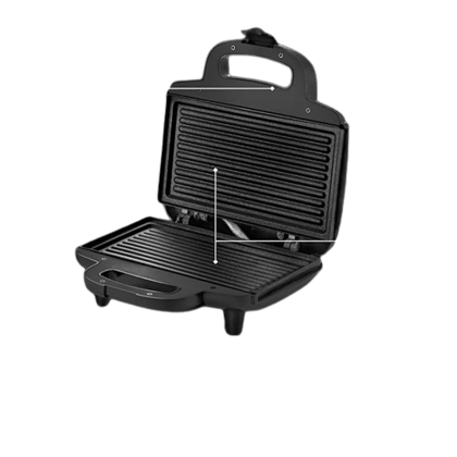 800 Watt Grill Sandwich Toaster with Fixed Grill Plates, Black