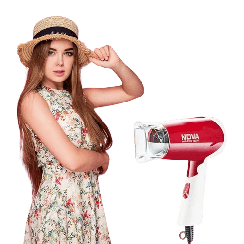 1300 Watts Hot and Cold Foldable Hair Dryer (White/Red)
