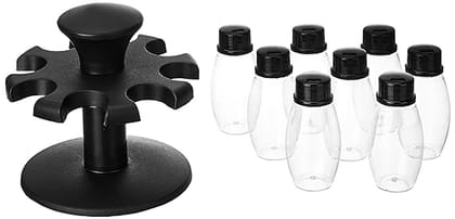 Revolving Plastic Spice Rack, Ovals, 8 Pieces,Silver,