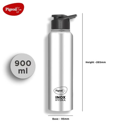 900 ml Bottle (Pack of 4, Black, Steel/Chrome, Steel)