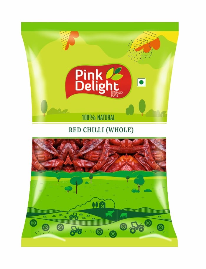 Pink Delight Spices | Lal Mirch Sabut (Red Chilli Whole) | Natural & Organic Whole Spices | 1 Kg Pack