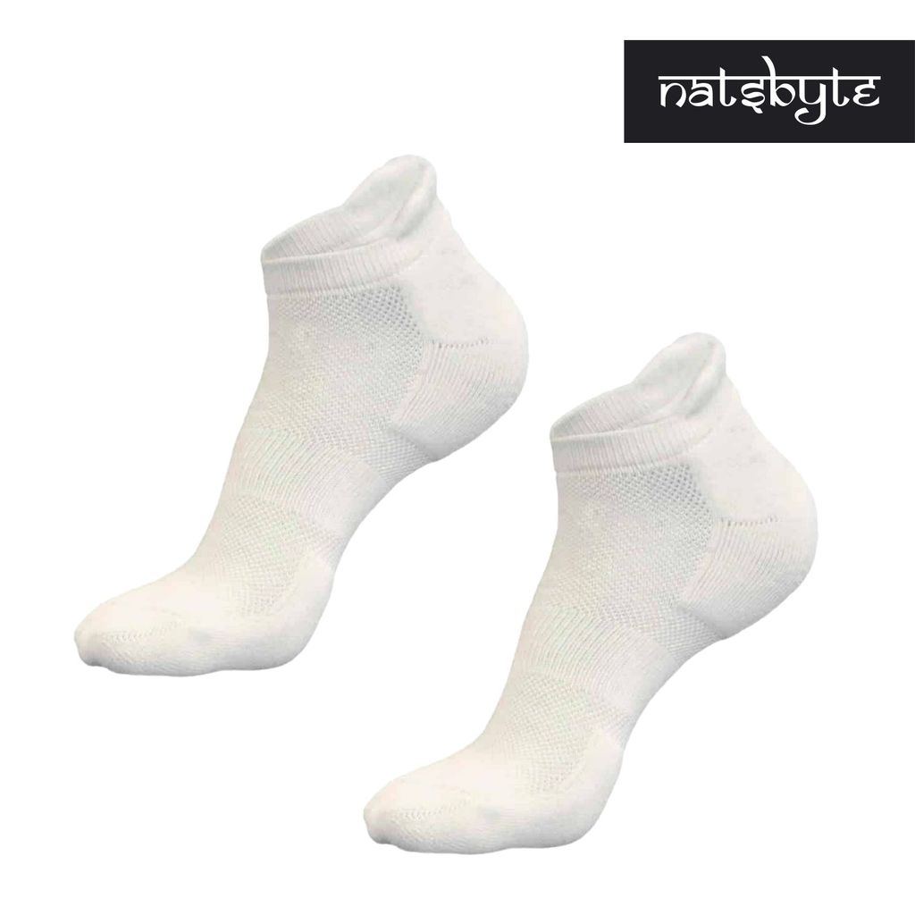 Natsbyte Bamboo Socks for Men | Ankle Length | Odour-Free & Breathable | Padded Base & Anti-bacterial | 3X Softer than Cotton Socks- White