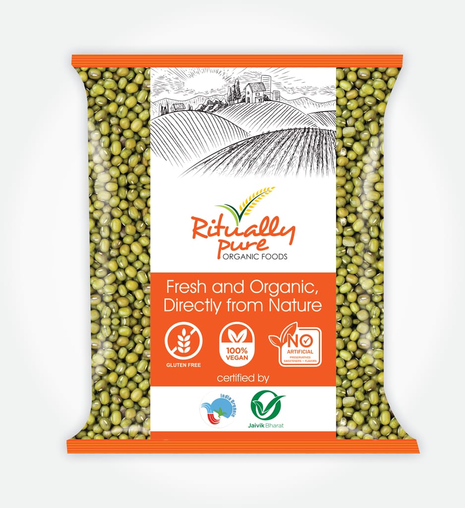 Ritually Pure 100% Organic | Dry & Unpolished Pulses | Moong Sabut | Moong Whole | 1 Kg Pack