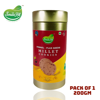 Smile All Fennel-Flax Seeds MILLET Cookies| Protein-Rich Gluten-Free | Pack of 1 (200gm)