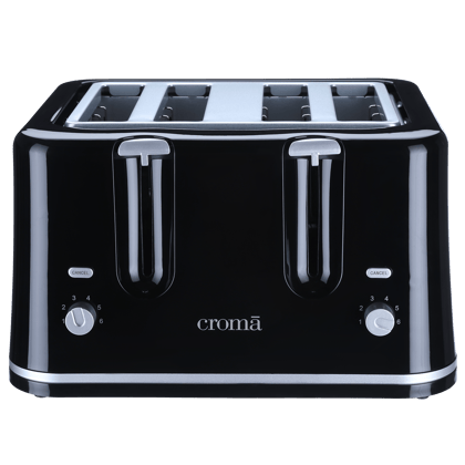 Croma 1740W 4 Slice Pop-Up Toaster with Removable Crumb Tray (Black)