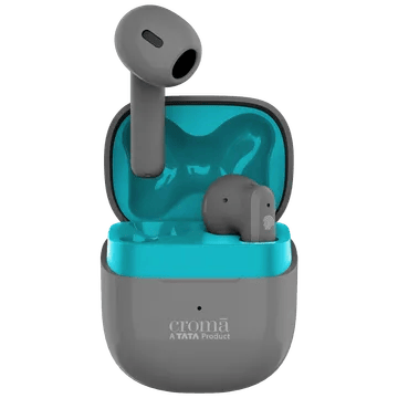 Croma TWS Earbuds with Environmental Noise Cancellation (IPX4 Water Resistant, Fast Charging, Grey Blue)