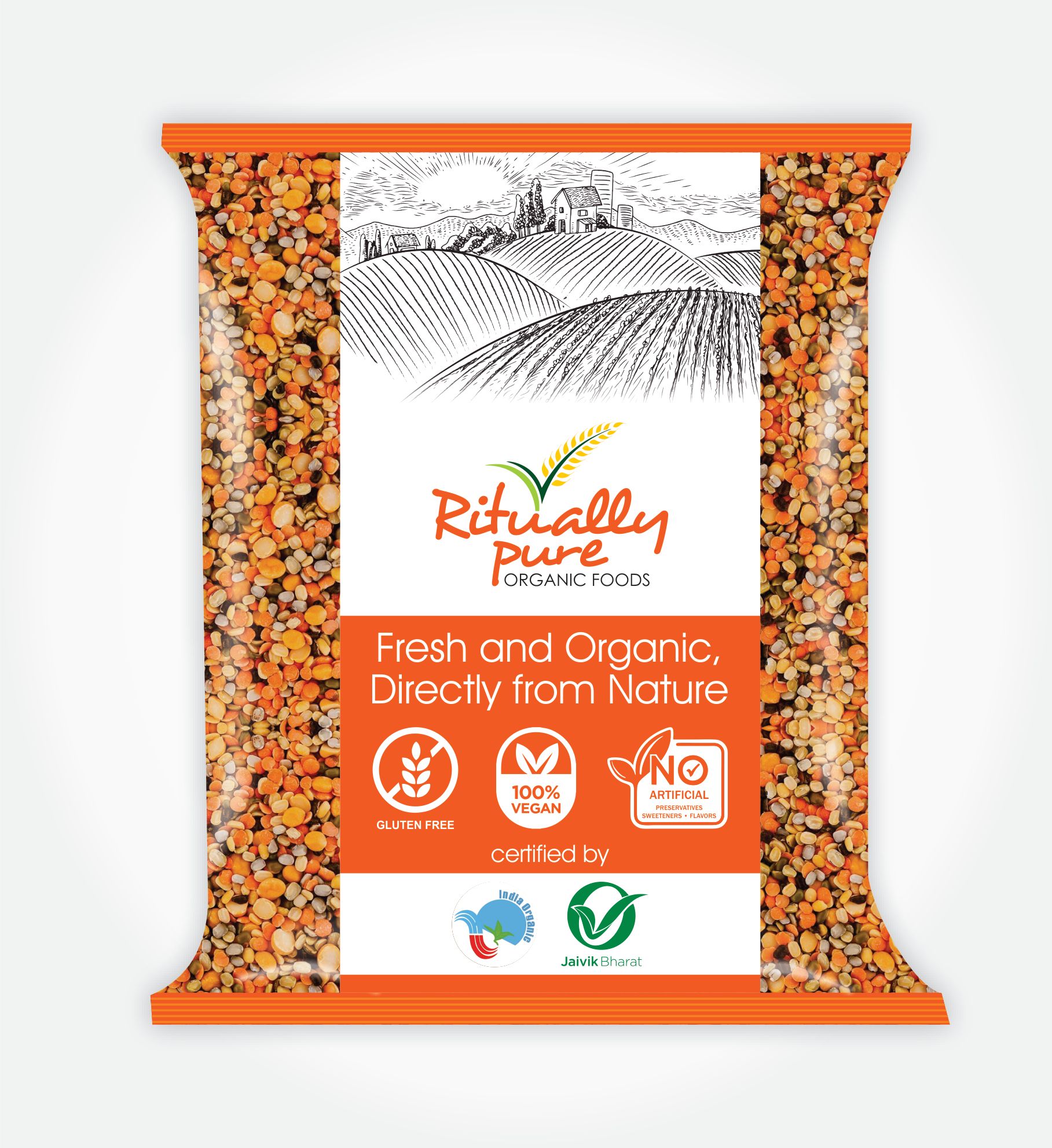 Ritually Pure 100% Organic | Dry & Unpolished Pulses | Mix Dal | 1 Kg Pack