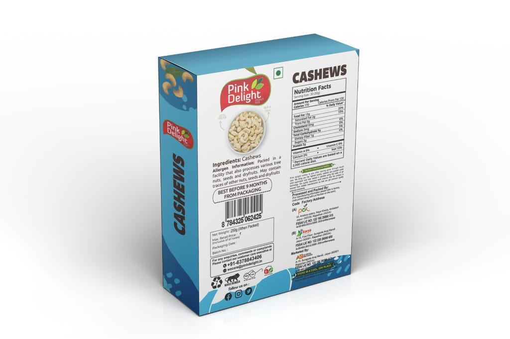 Pink Delight | Kaju (Cashew) | Natural & Organic Dry Fruits | 250 Gm Pack