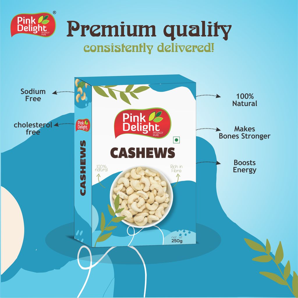 Pink Delight | Kaju (Cashew) | Natural & Organic Dry Fruits | 250 Gm Pack