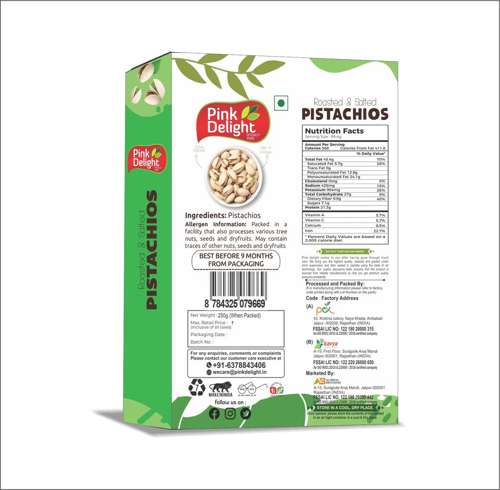 Pink Delight | Pistachios | Natural & Organic Dry Fruits | 250 Gm Pack