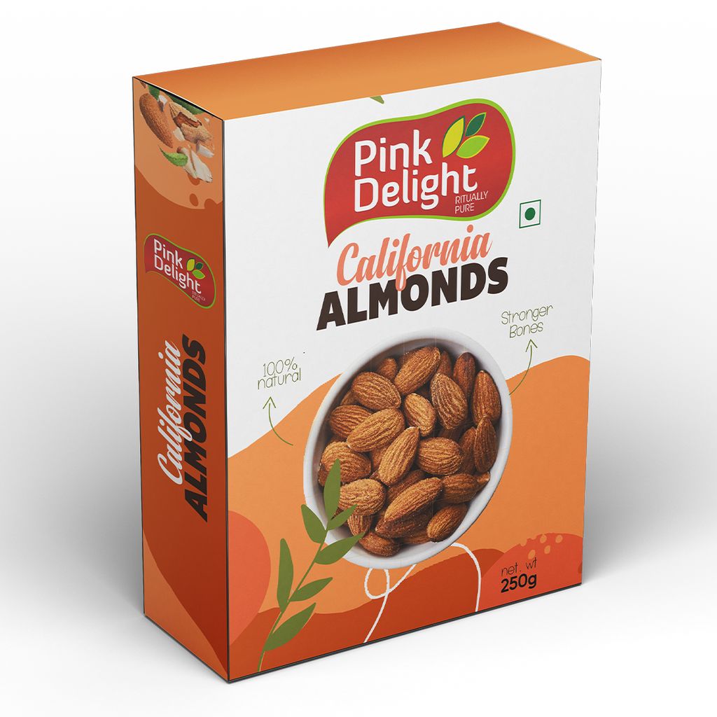 Pink Delight | Badam (Almonds) | Natural & Organic Dry Fruilts | 250 Gm Box Pack