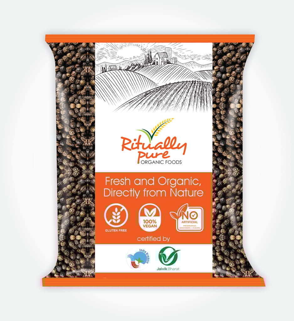 Ritually Pure 100% Organic | Natural Spices | Kali Mirch (Black Pepper) | 200 Gm Pack