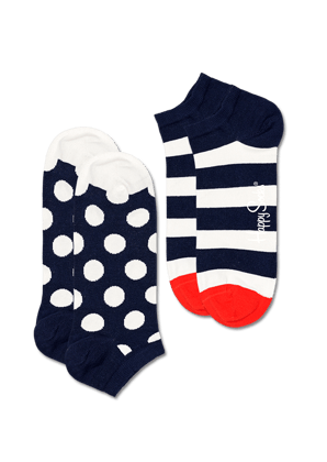 Happy Socks Pack of 2 Big Dot Stripe Low Sock