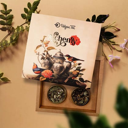 Udyan Tea ALCHEMY Gift Box - Artful & Magical Collection of Four Loose Leaf Teas in See-Through Canisters - Premium Gift for Tea Lovers Udyan Tea ALCHEMY Gift Box - Artful & Magical Collection of Four Loose Leaf Teas in See-Through Canisters - Premium Gift for Tea Lovers
