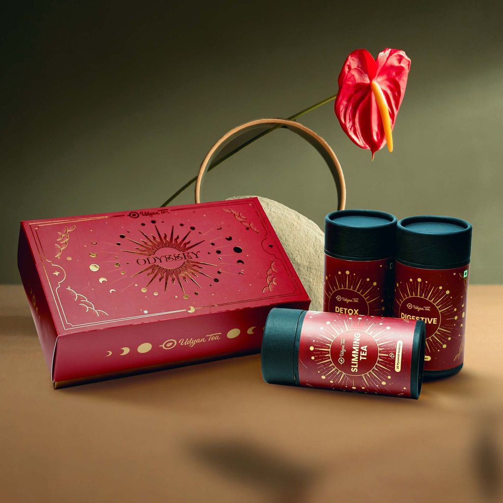 Udyan Tea ODYSSEY Gift Box - Impeccable Green Teas in Pyramid Bags - Embark on a Flavorful Journey with Slimming, Digestive & Detox Teas