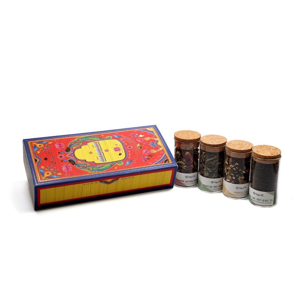 Udyan Tea ANANDAM Festive Box - Kashmiri Saffron Kahwa & Lemongrass Tranquility Green Tea - Bold & Quirky Luxury Gift