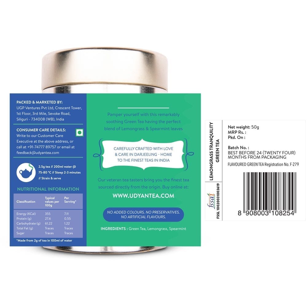Udyan Tea | Sweet Dreams Tea Combo Pack | Rose Marvel Green Tea | Lemongrass Tranquility Green Tea | 100% Natural Loose Leaves