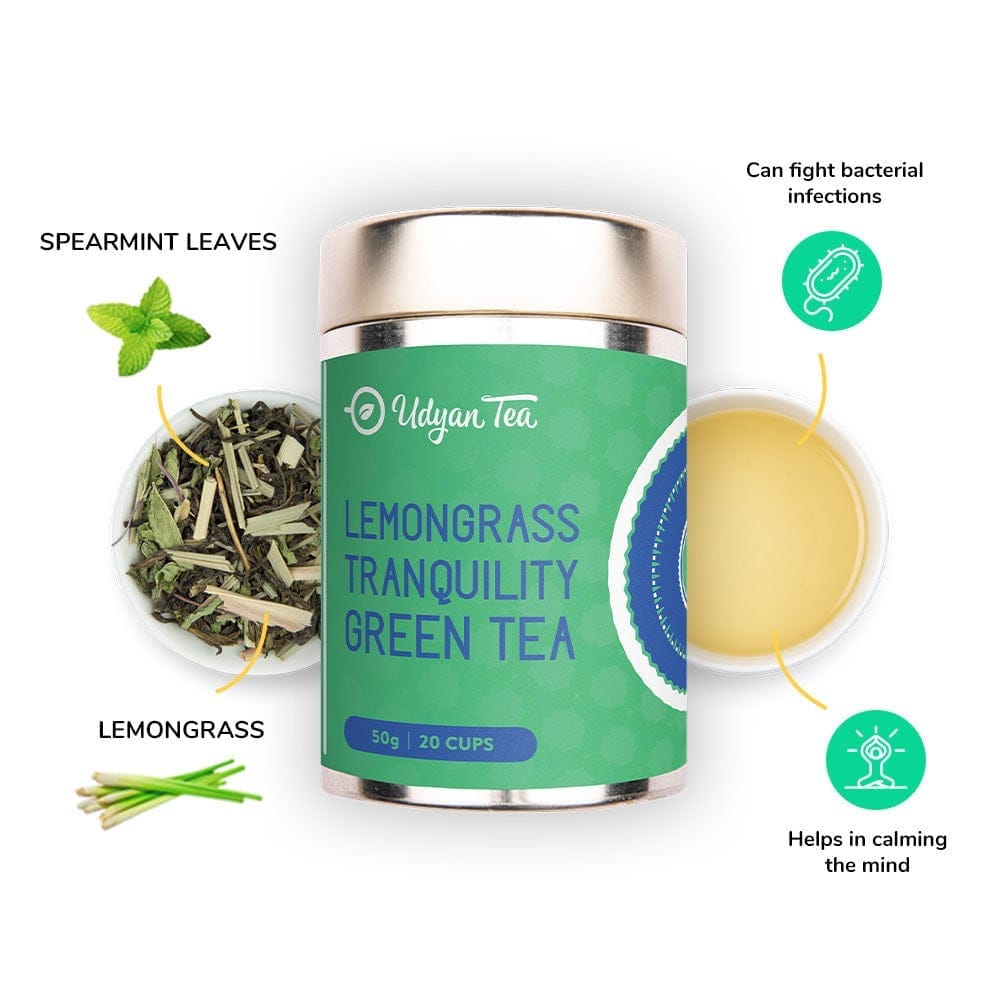 Udyan Tea | Sweet Dreams Tea Combo Pack | Rose Marvel Green Tea | Lemongrass Tranquility Green Tea | 100% Natural Loose Leaves