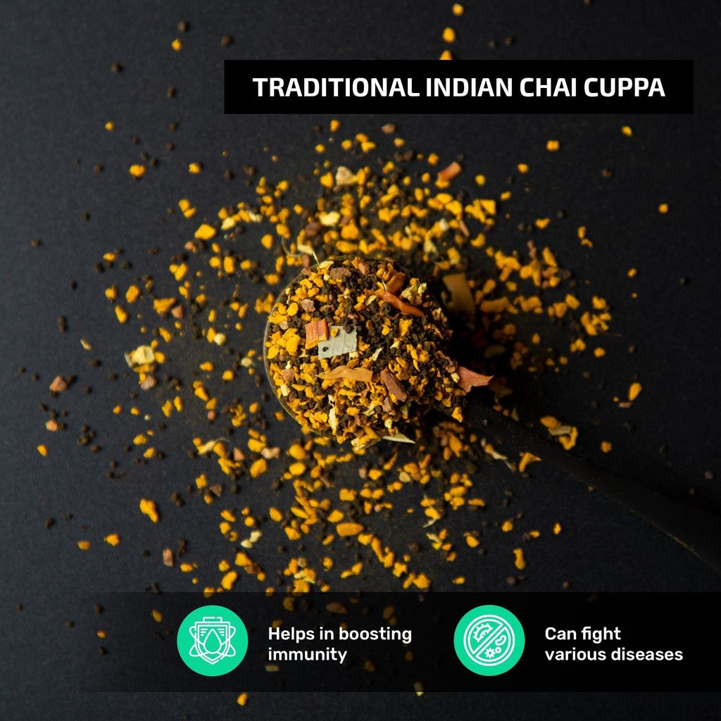 Udyan Tea Turmeric Chai Tea with Cinnamon, Ginger, Mace, Bay Leaves (Herbal), 100% Natural, Boosts Immunity