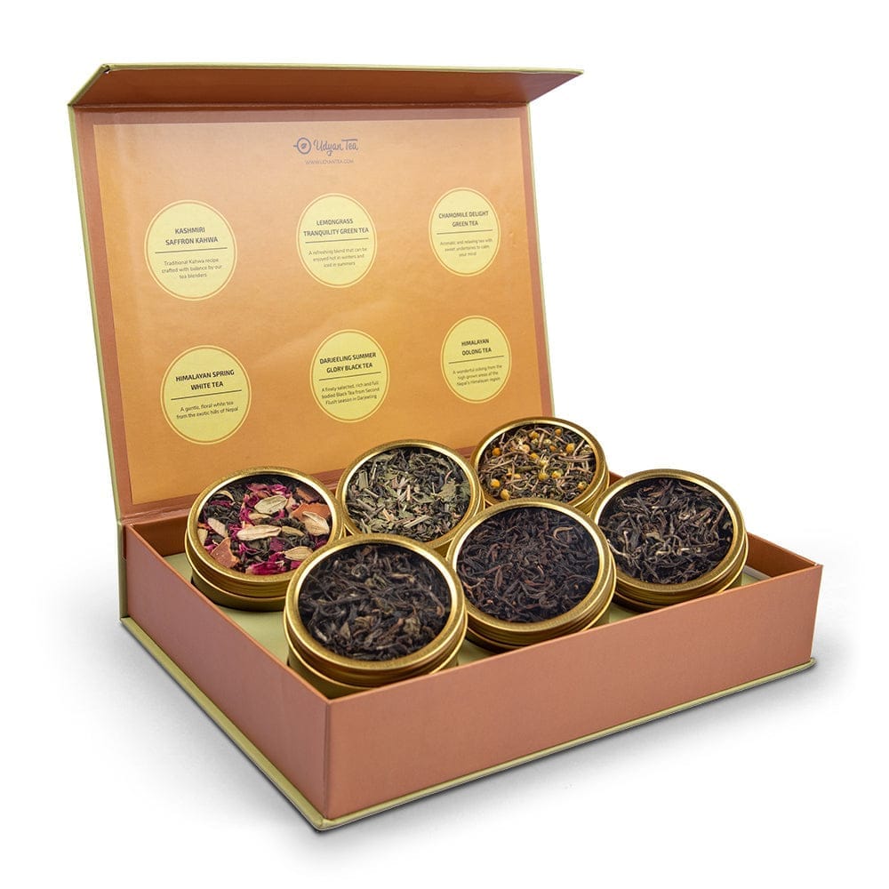 Udyan Tea Panache Assorted Tea Gift Box | 6 Premium Tea Varieties in Sampler Gift Pack