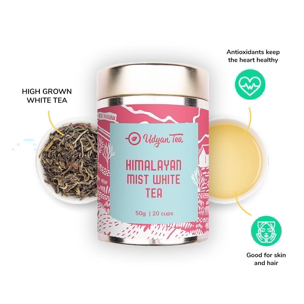 Udyan Tea Himalayan Mist White Tea | Fresh Loose Leaf White Tea for Healthy Glowing Skin