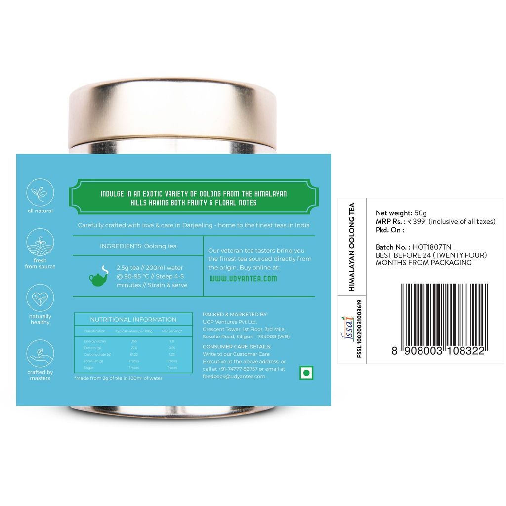 Udyan Tea Himalayan Oolong Tea | 100% Natural & Fresh, High Mountain Loose Leaf Oolong Tea for Weight Management
