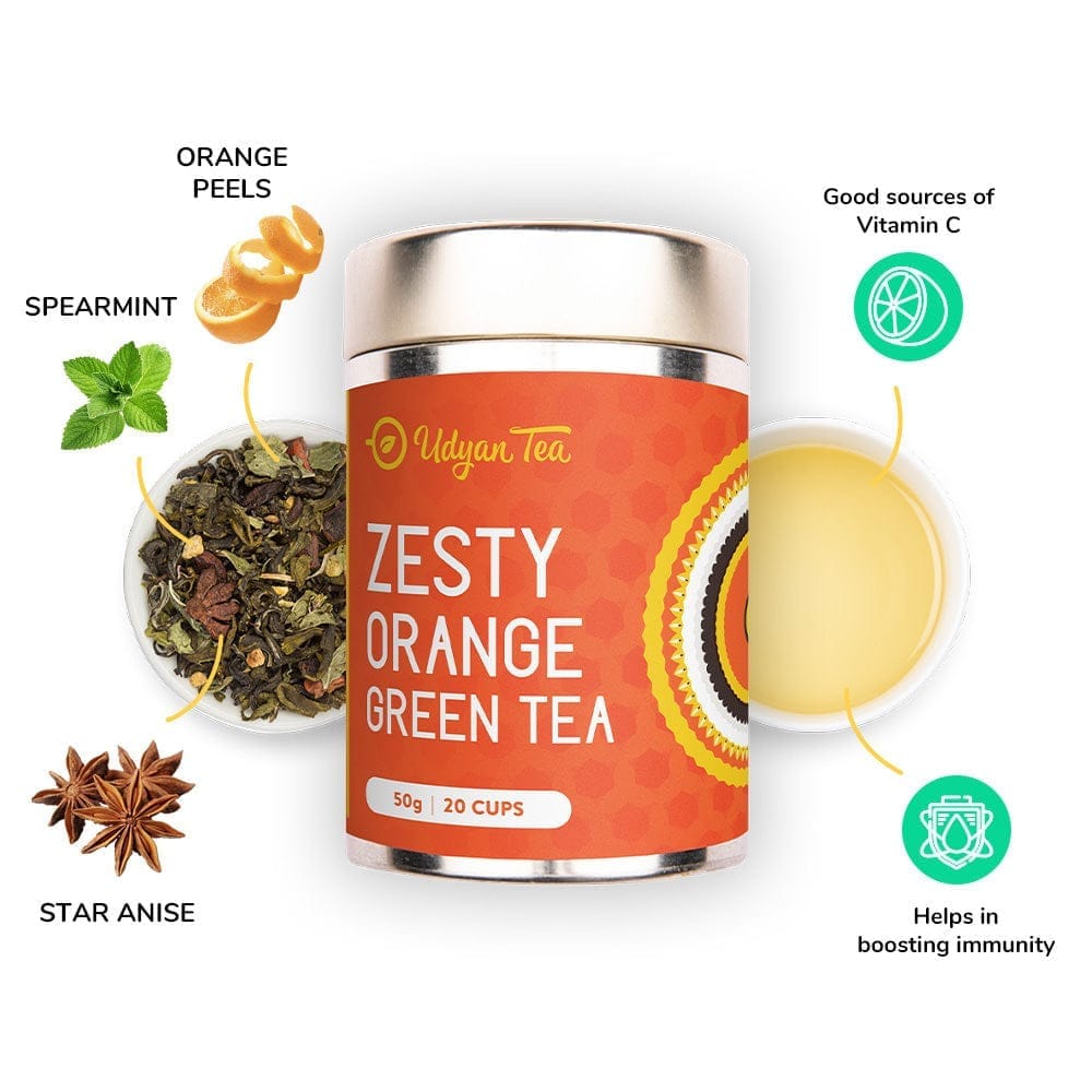 Udyan Tea Zesty Orange Green Tea | Natural Orange Flavouring