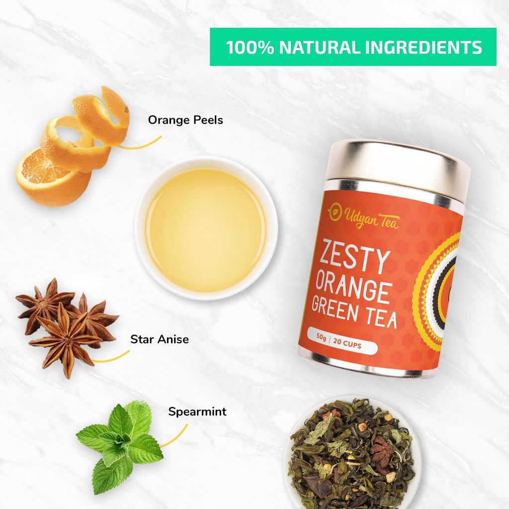 Udyan Tea Zesty Orange Green Tea | Natural Orange Flavouring
