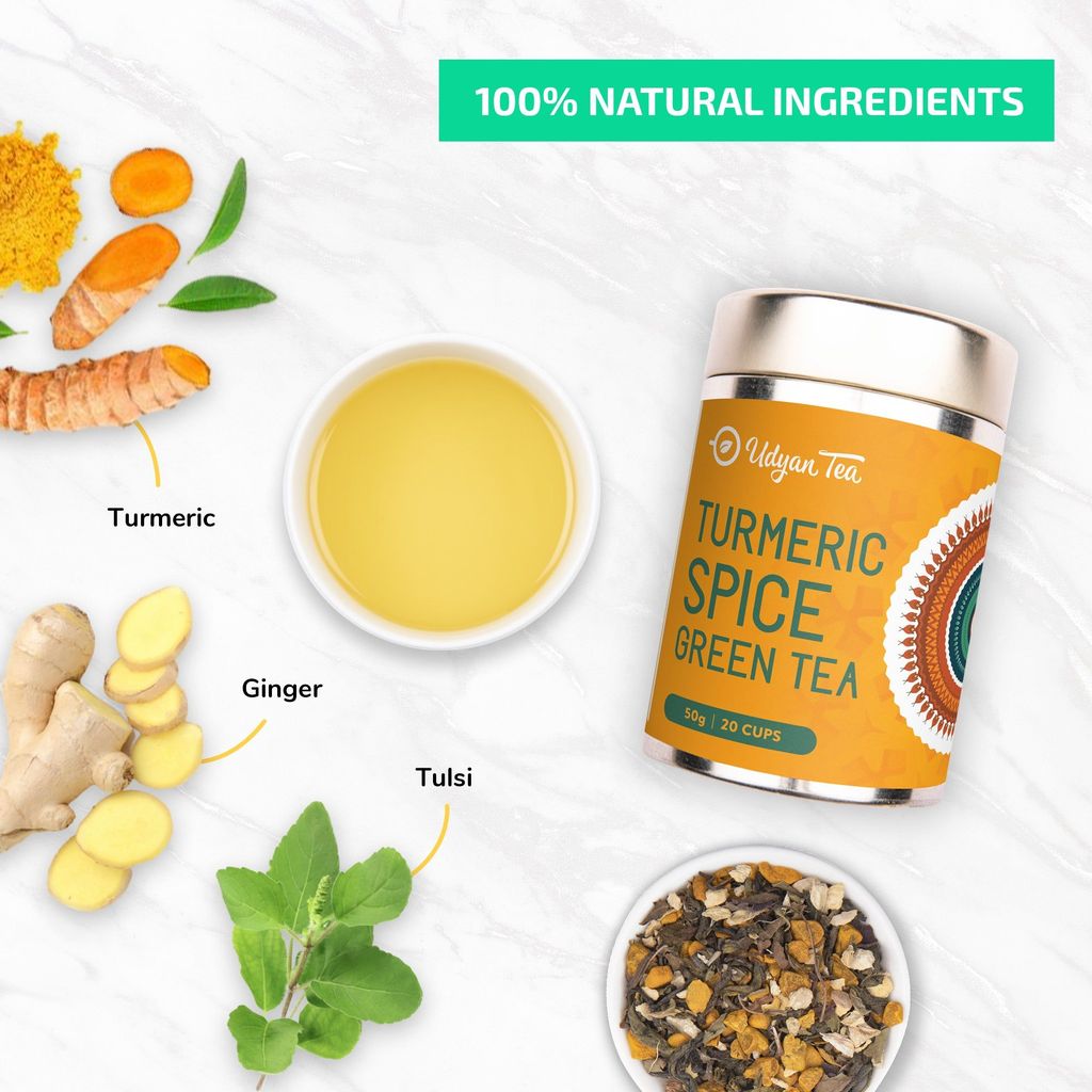 Udyan Tea Turmeric Spice Green Tea | Blend for Ayurvedic Healing, Immunity & Health