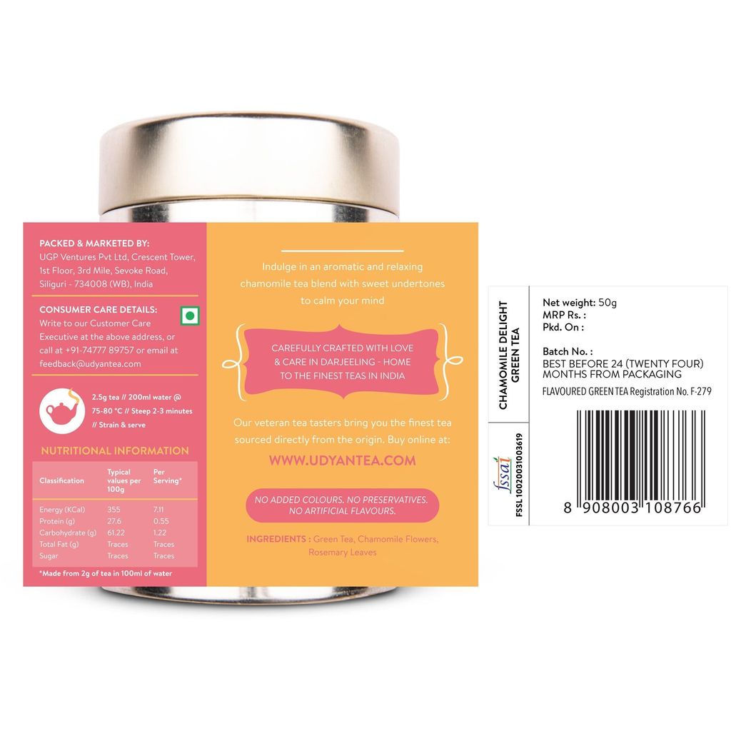 Udyan Tea Chamomile Delight Green Tea | Reduces Stress & Promotes Sleep