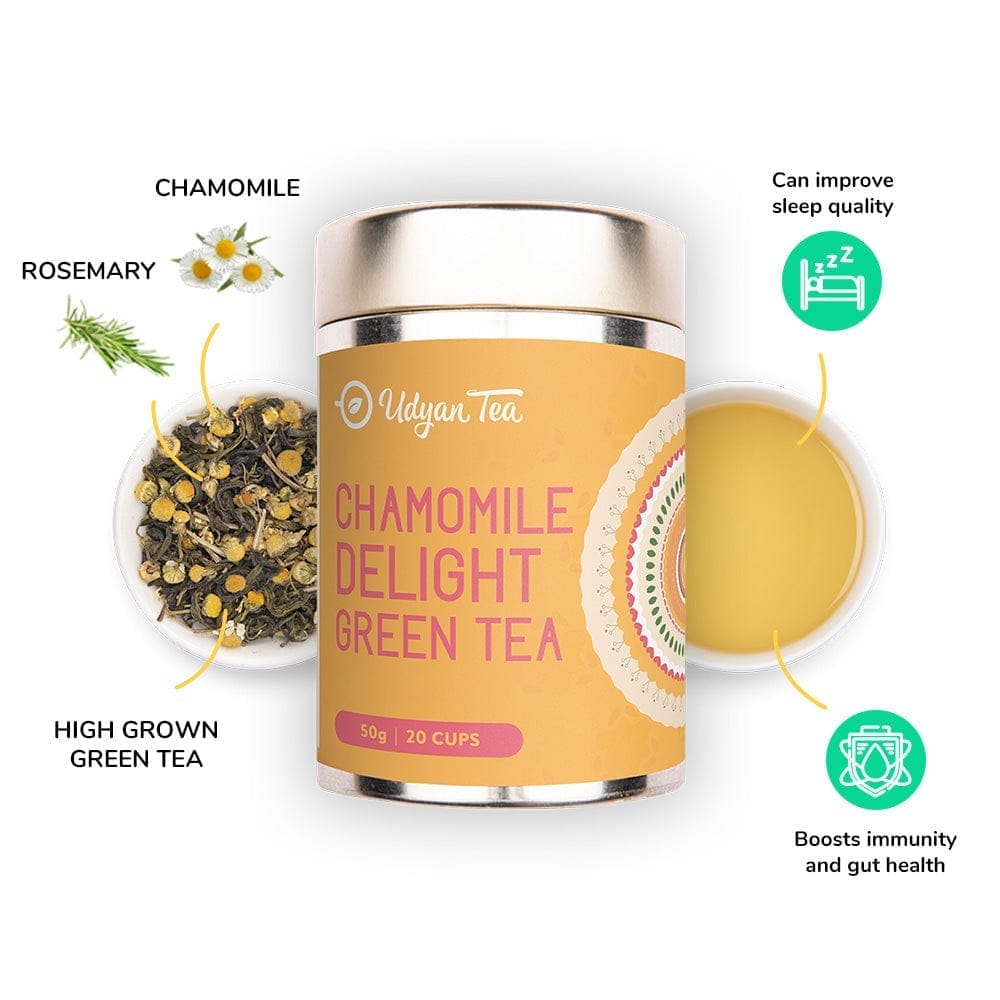 Udyan Tea Chamomile Delight Green Tea | Reduces Stress & Promotes Sleep