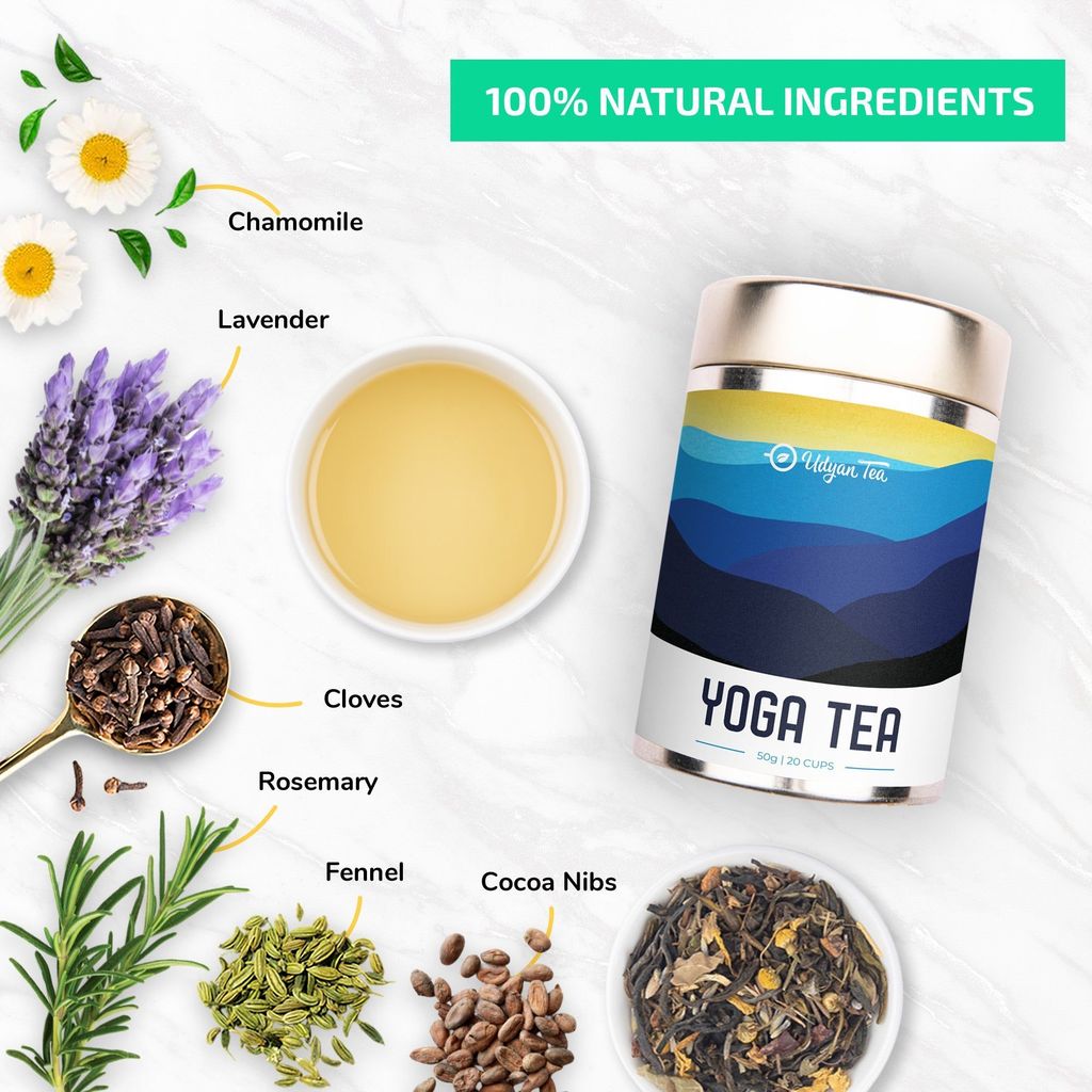 Udyan Tea Yoga Stress Relief Tea | Calming Green Tea with Chamomile, Lavender | Soothes & Relaxes Mind and Body