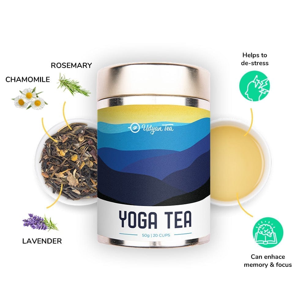 Udyan Tea Yoga Stress Relief Tea | Calming Green Tea with Chamomile, Lavender | Soothes & Relaxes Mind and Body