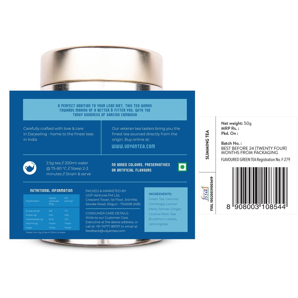 Udyan Tea Slimming Green Tea | Weight Management Tea with Garcinia Cambogia & other herbs |Stimulates Metabolism |100% Natural Loose Leaf Slim Tea