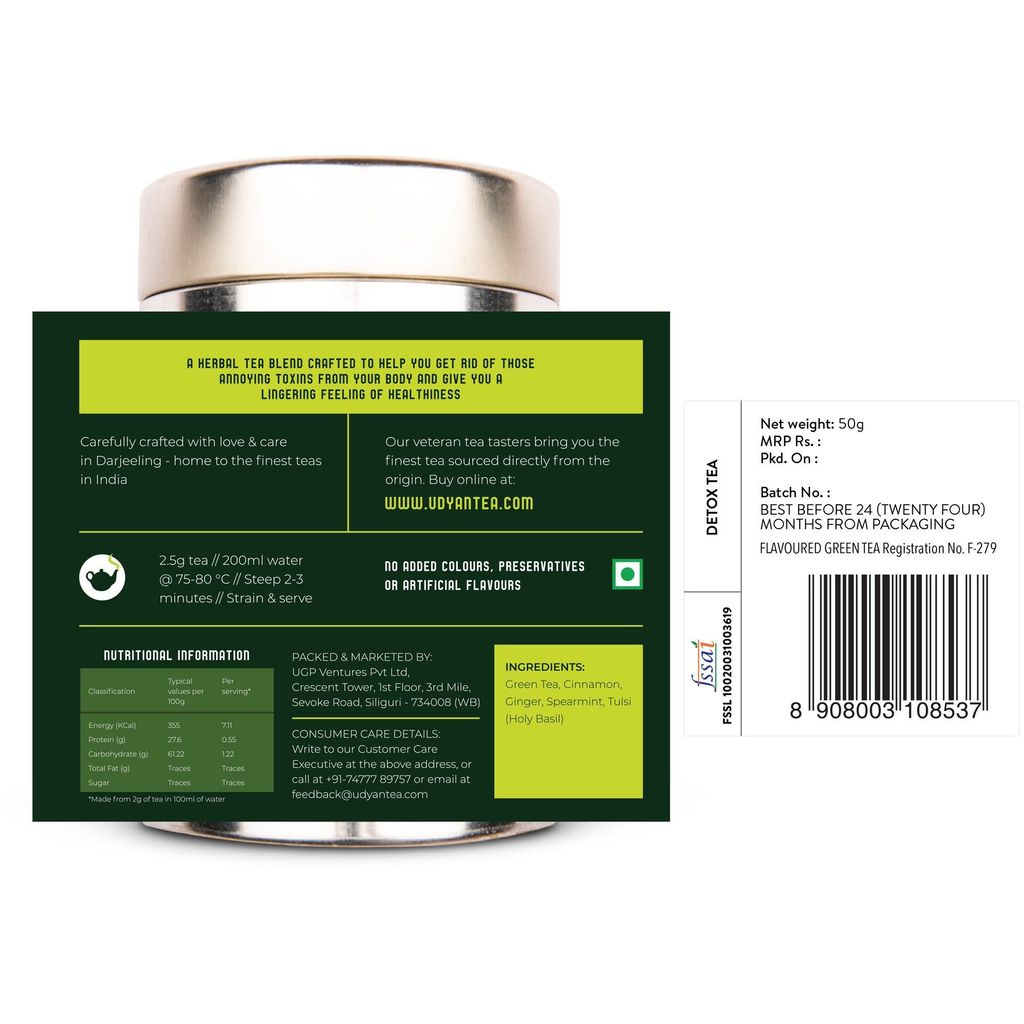 Udyan Tea Detox Green Tea | Body Cleanse & Metabolism Booster with Natural Herbs