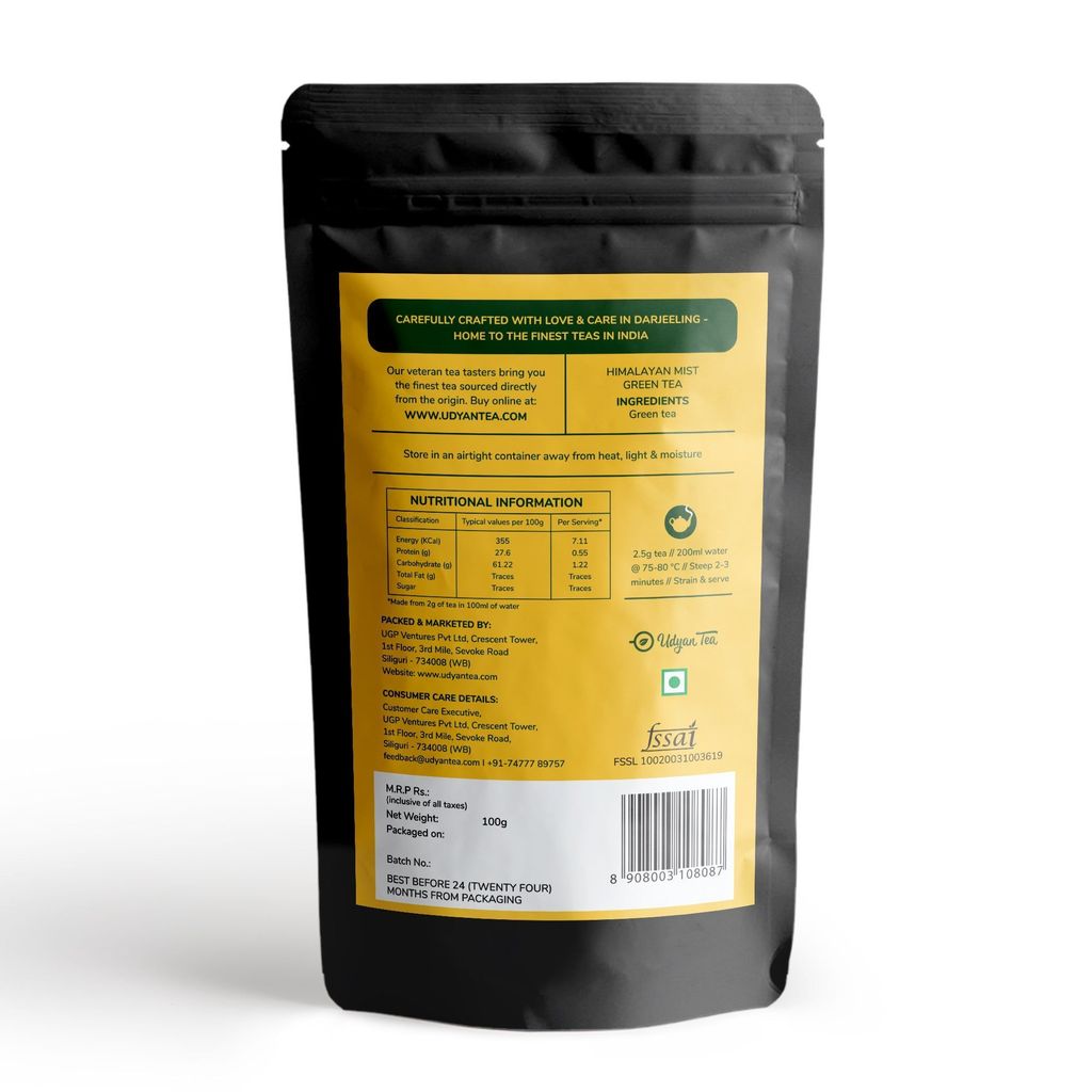 Udyan Tea Himalayan Mist Green Tea | Loose Leaf Natural Green Tea | Refreshing & Healthy Green Tea with Antioxidants