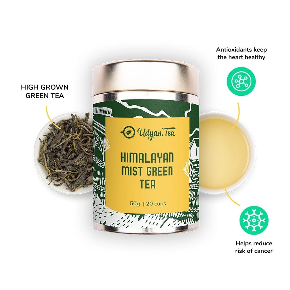 Udyan Tea Himalayan Mist Green Tea | Loose Leaf Natural Green Tea | Refreshing & Healthy Green Tea with Antioxidants