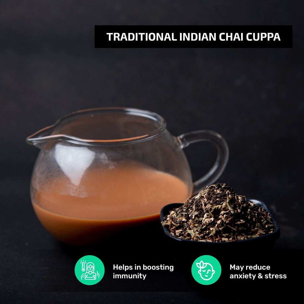 Udyan Tea Tulsi Ginger Chai Tea | Herbal Tea Enriched with Ayurvedic Herbs for Healing & Immunity | Cures Cold & Cough | 100% Pure Loose Leaf Tea