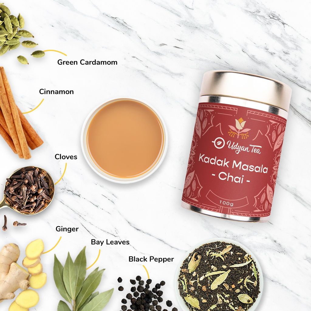 Udyan Tea Kadak Masala Chai |Spice Chai latte with Traditional Indian Recipe | Natural Ingredients Masala Chai | Rich and Flavourful Chai - Premium Blend of Fresh Tea Leaves