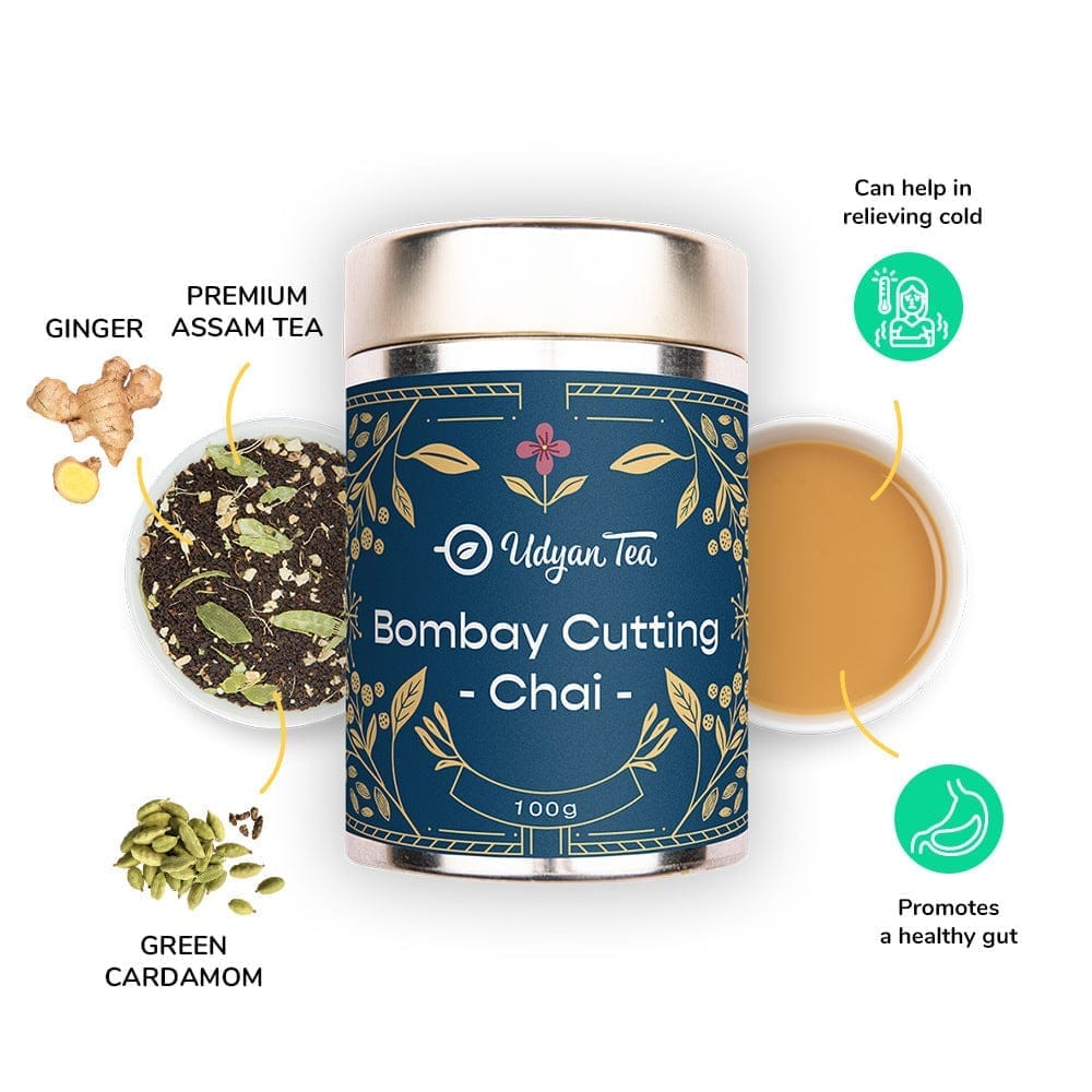 Udyan Tea Bombay Cutting Chai | Strong Malty CTC Black Tea with Cardamom and Ginger
