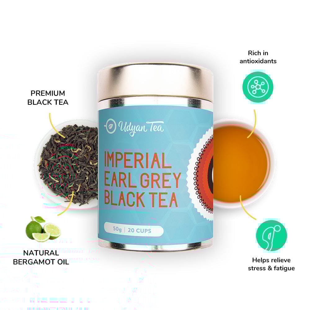 Udyan Tea Imperial Earl Grey Black Tea | Energises & Reduces Fatigue and Stress