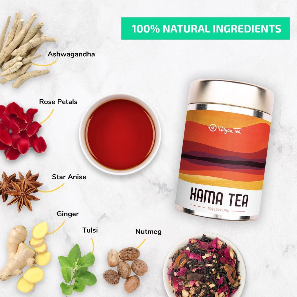 Udyan Tea Kama Tea | Energy Booster Herbal Black Tea for Endurance