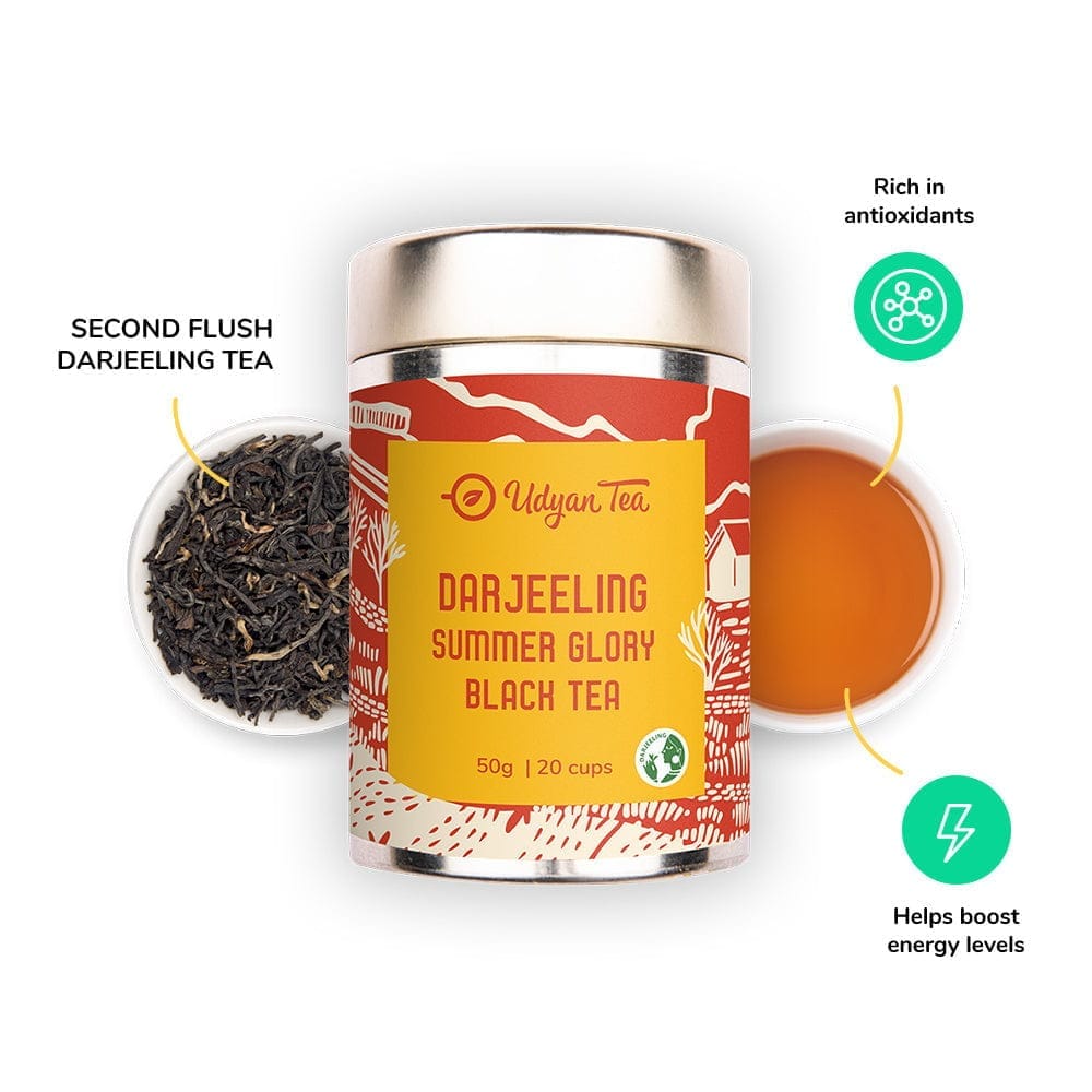 Udyan Tea Darjeeling Summer Glory Black Tea | 100% Pure & Premium Loose Leaf Black Tea from the Second Flush | Authentic Darjeeling Long Leaf Tea
