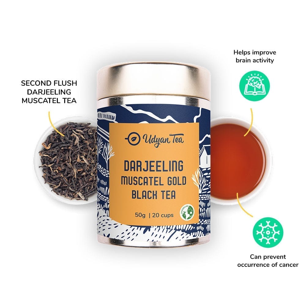 Udyan Tea Darjeeling Muscatel Gold Black Tea |100% Fresh Loose Leaf Second Flush Tea