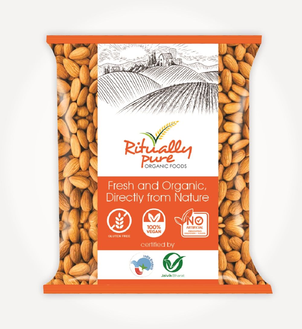 Ritually Pure 100% Organic | Natural & Organic Dry Fruits | Badam (Almonds) | 200 Gm Pack
