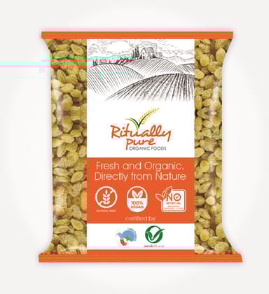 Ritually Pure 100% Organic | Natural & Organic Dry Fruits | Green Kishmish (Raisins) |1 Kg Pack